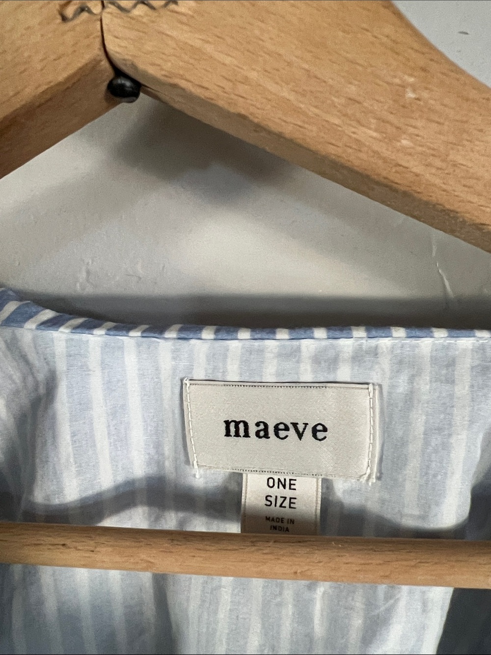 Maeve by Anthropologie Blue Stripe Embroidered Peasant Blouse - Picture 4 of 6